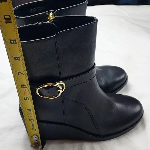 Talbots Rowan Wedge Bootie Leather Size 7M Black Ankle Boot - Picture 10 of 14